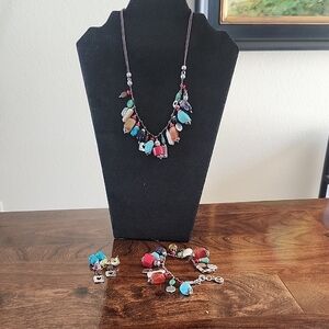 Brighton Red and Blue Necklace with Silver Accents